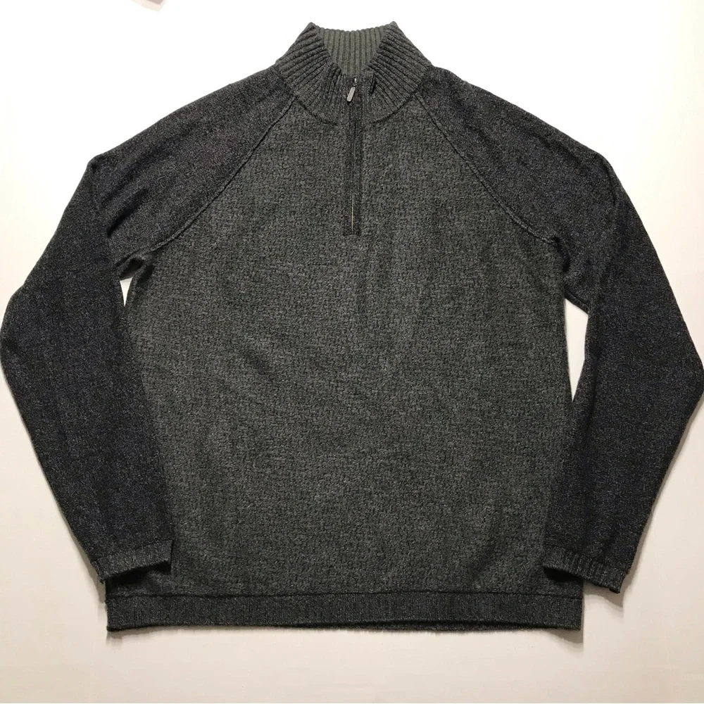 Men’s KINROSS Cashmere Sweater Gray 1/4 Zip Size Large